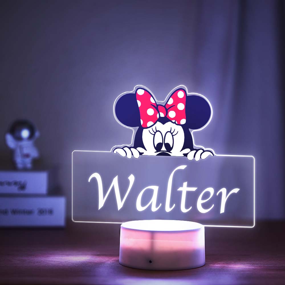 Custom Minnie Mouse Princess Seven Colors Night Light Table Desk Lamp For Baby Girl