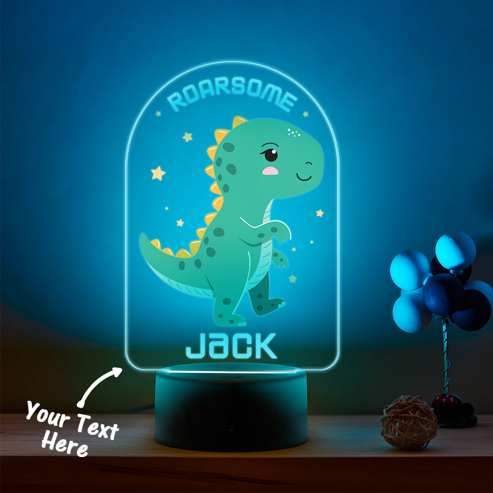 Personalised Name Lamp Roarsome Dinosaur LED Color Changing Night Light For Boy Bedroom Decor