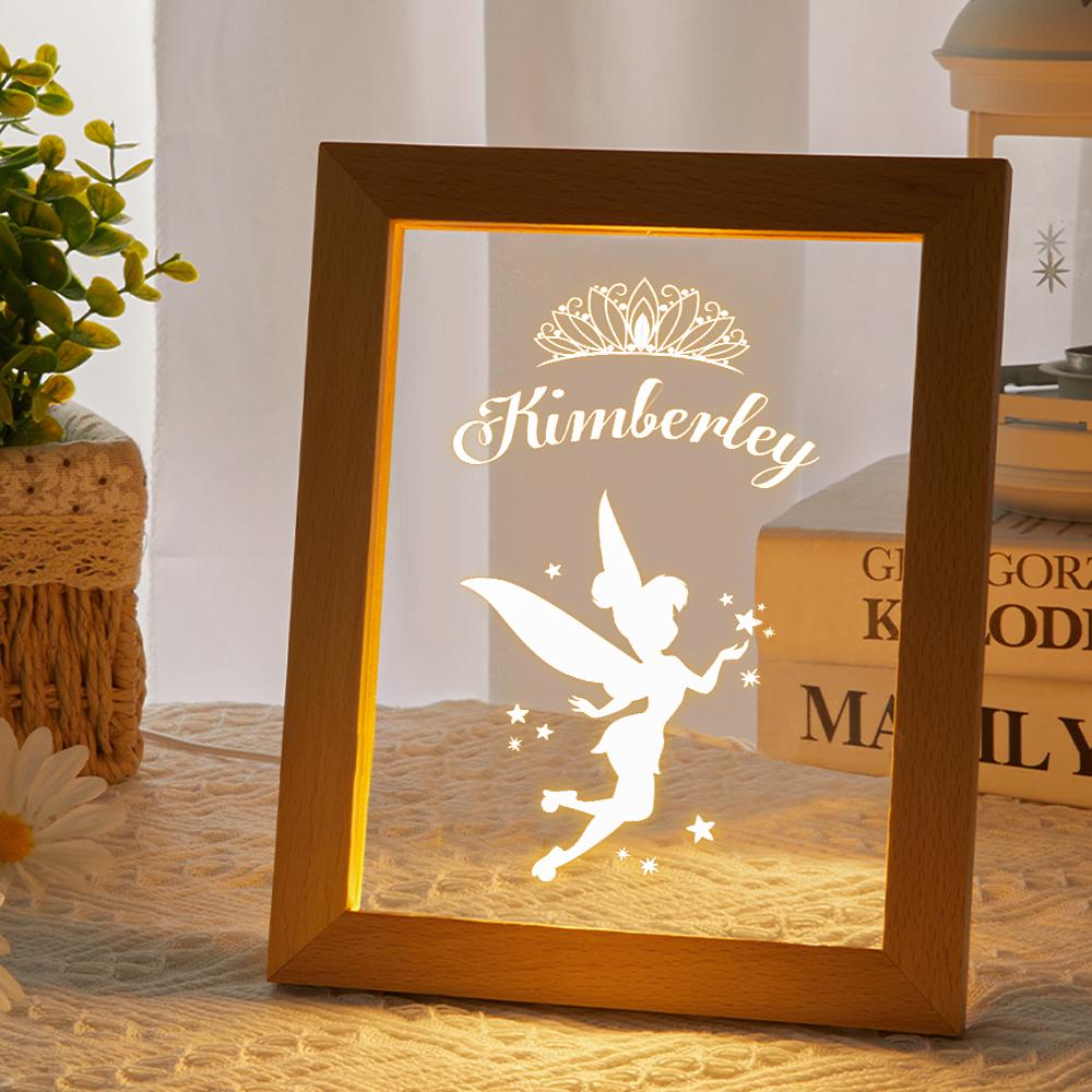 Personalised Gifts for Girls Kids Personalised Princess Name Sign Customized Wooden Frame LED Night Lamp Decor For Child Bedroom Play Room