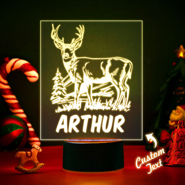 Christmas Elk Custom Name Night Lamp For Kids Christmas Gift Party Decoration - photomoonlampau