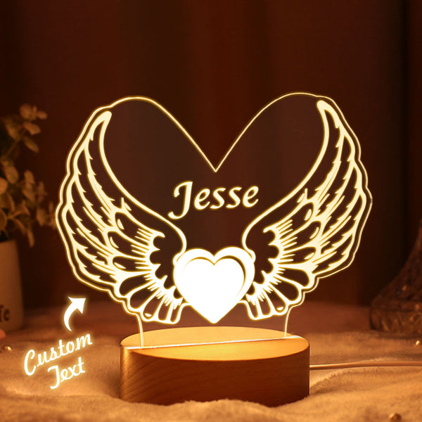 Angel Wings Night Light Bridesmaid Gifts Custom Name Engagement Fairy Lights - photomoonlampau