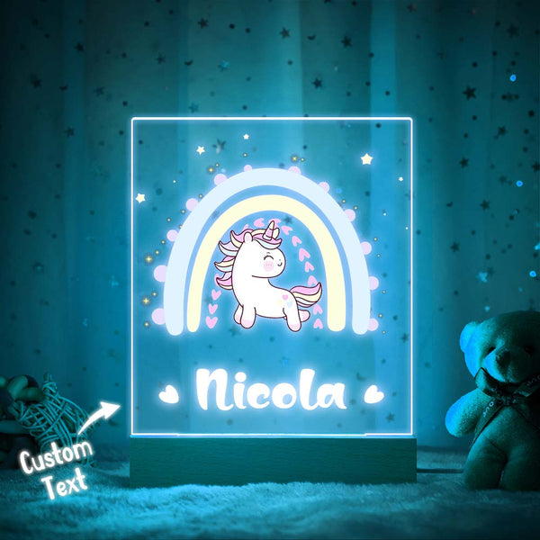 Custom Rainbow Seven Color Night Light with Cute Unicorn LED Light For Baby Bedroom Have A Good Sleep