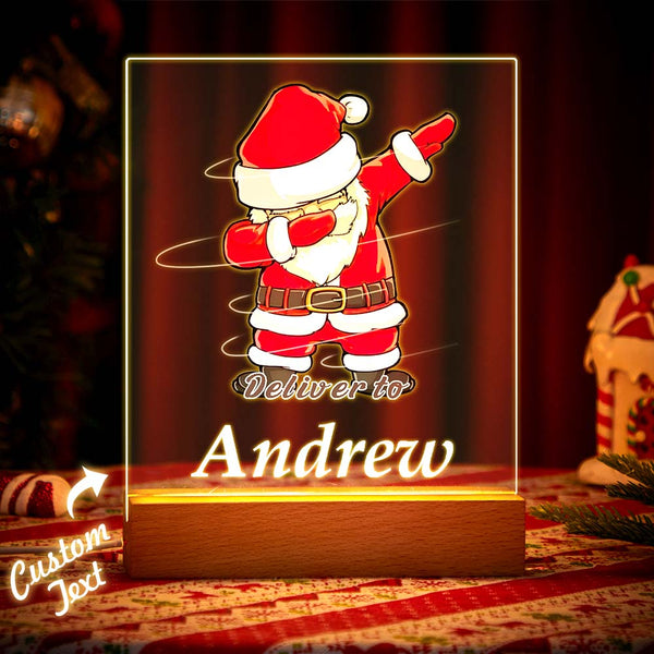 Merry Christmas Personalised Led Name Lamp Santa Claus For Kids Gift - photomoonlampau