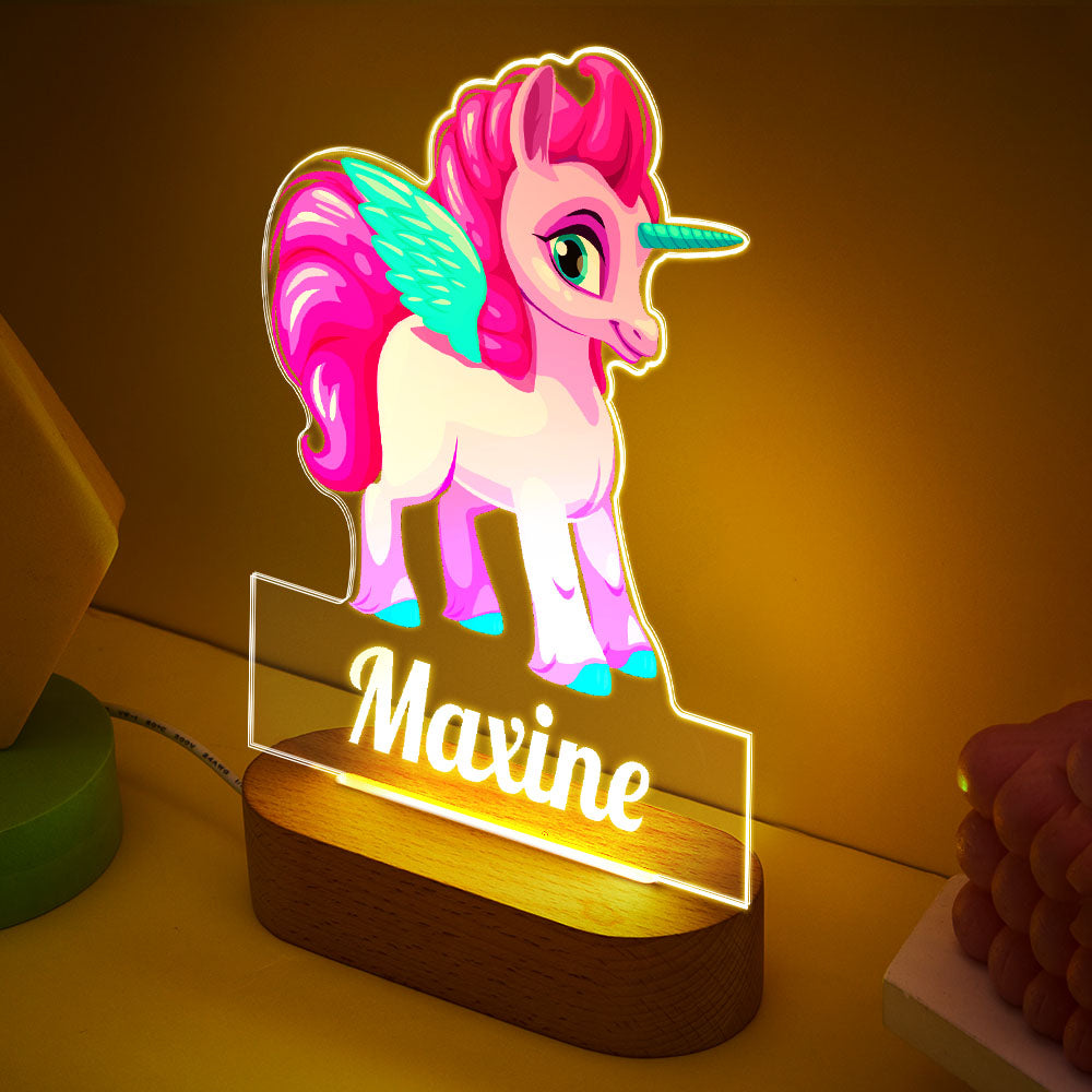 Personalised with Pink Hair Unicorn Custom Name Night Lamp for Party Room Decor
