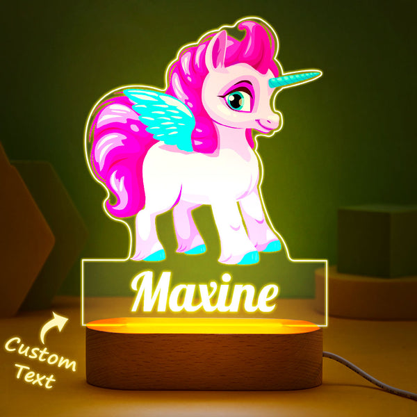 Personalised with Pink Hair Unicorn Custom Name Night Lamp for Party Room Decor - photomoonlampau