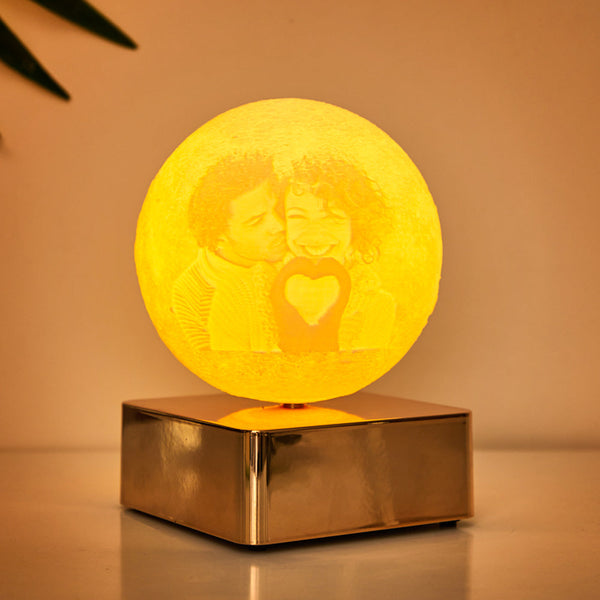 Custom 3D Printing Photo Moon Lamp with Personalised Photo and Engraved Text For Couple Gift with Bluetooth