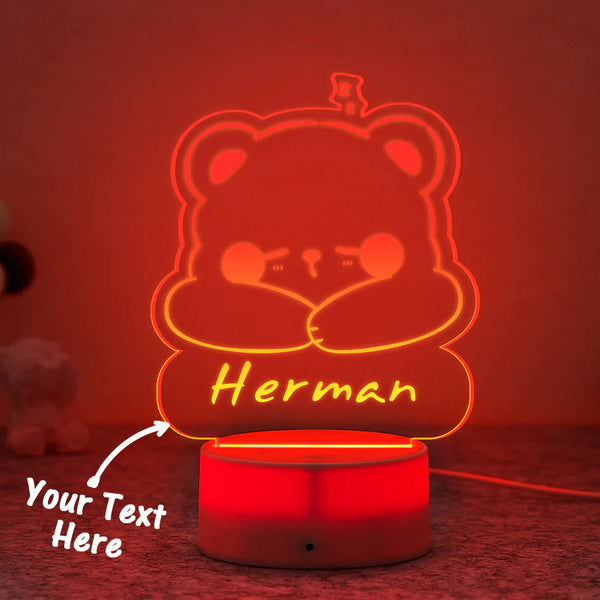 Custom Engraved Sleeping  Bear LED Night Light Personalised Name Lamp Creative Gift - photomoonlampau