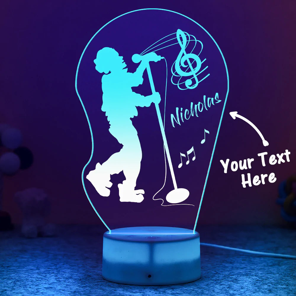 Custom Engraved LED Night Light Acrylic Light Up Singer Lamp Gift for Her