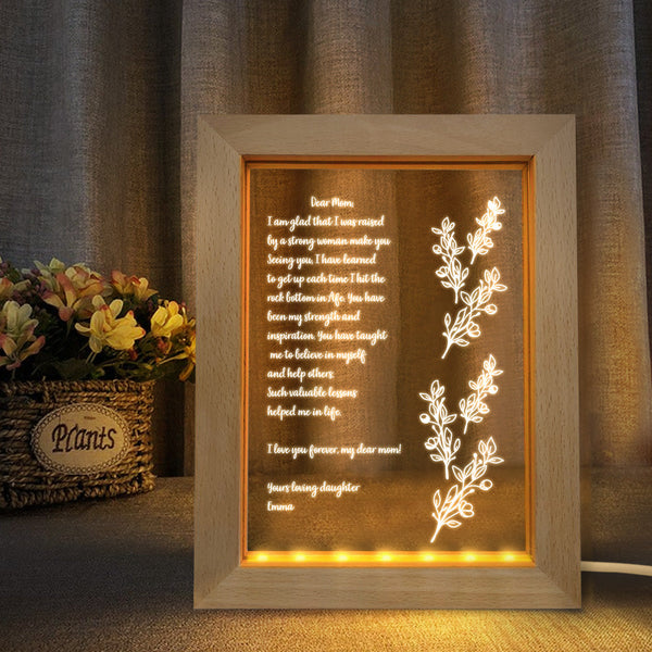 Personalised Hand-Written Letter Night Light Custom Wooden Frame Lamp for Mother's Day Gift - photomoonlampau