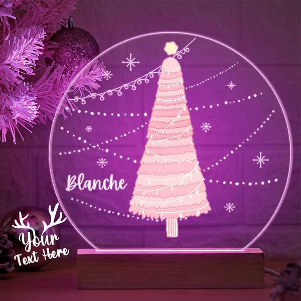 Personalised Name Pink Christmas Tree Lamp LED Night Light Romantic Light For Couple - photomoonlampau