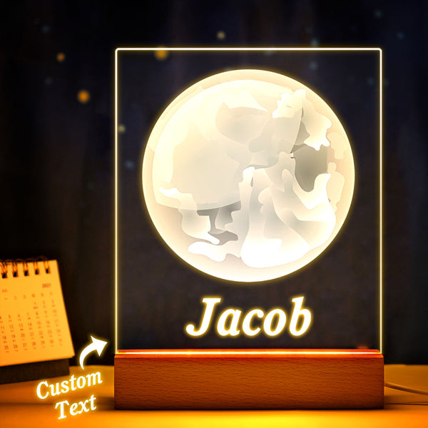 Custom Name Moon Acrylic Led Night Light Gifts for Her