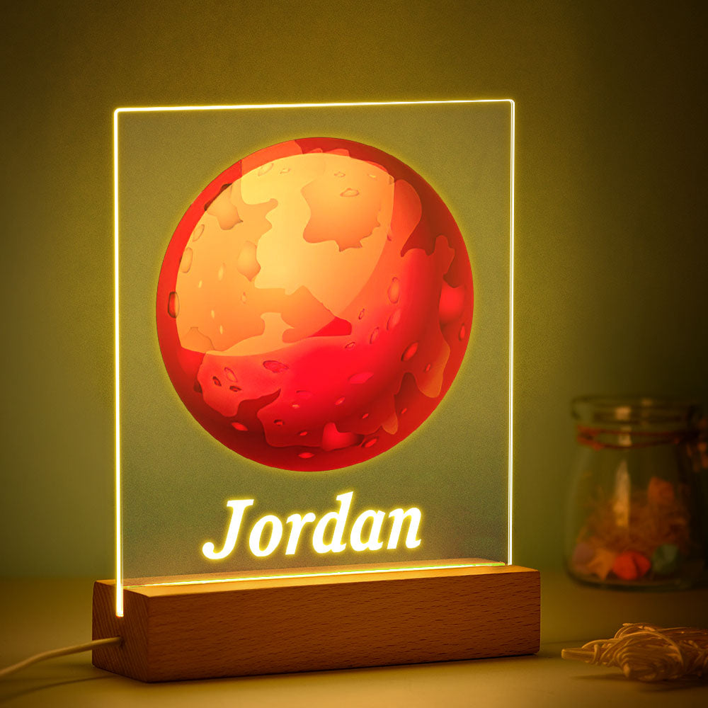 Custom Name Mars Acrylic Led Night Light Gifts for Boys