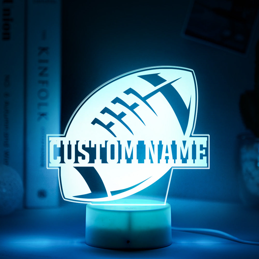 Custom Name Seven-Color Night Light Rugby Sports Style Lamp Gifts For Him
