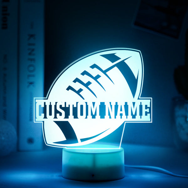 Custom Name Seven-Color Night Light Rugby Sports Style Lamp Gifts For Him - photomoonlampau