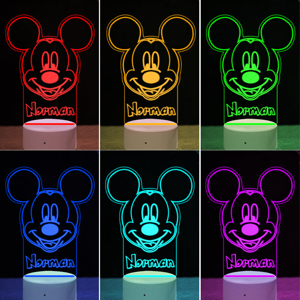 Personalised Kid's Night Light Mickey & Minnie Mouse Bedroom Decor Girls Room Children's Lamps