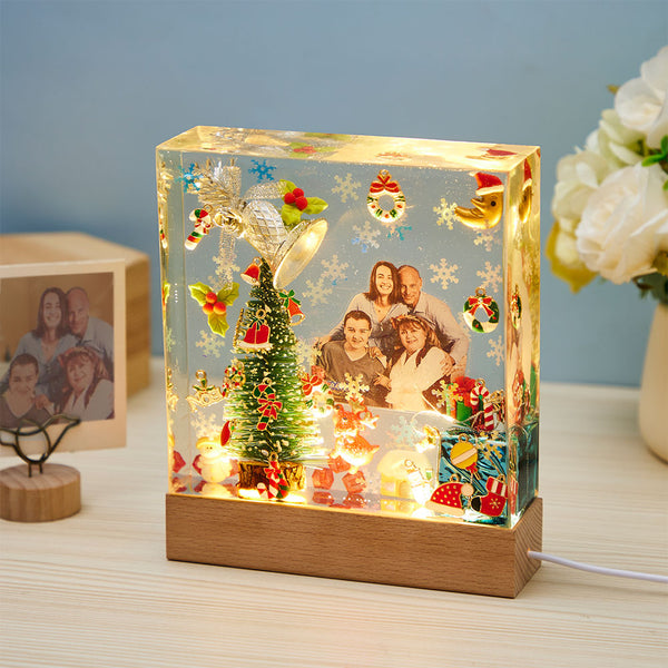 Custom Photo Night Light Square Christmas Home Epoxy Gifts - photomoonlampau
