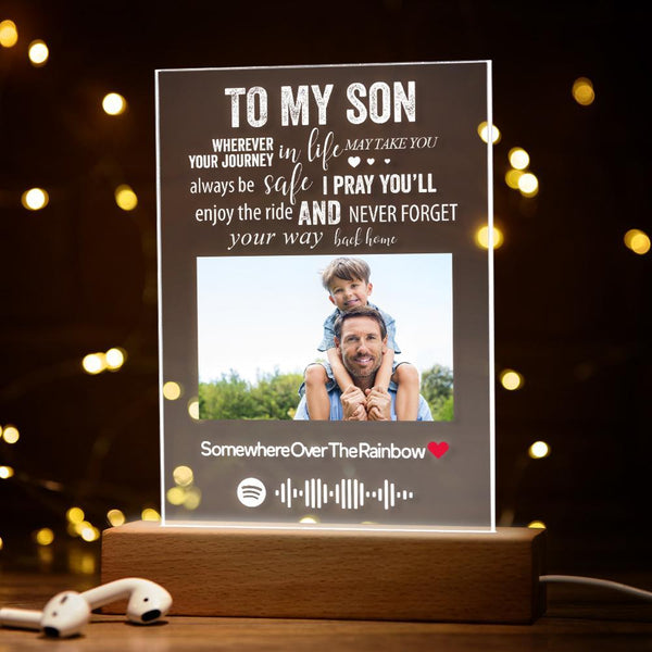 Personalised Spotify Photo Engraved Text Night Light Best Mom Ever Gifts for him her