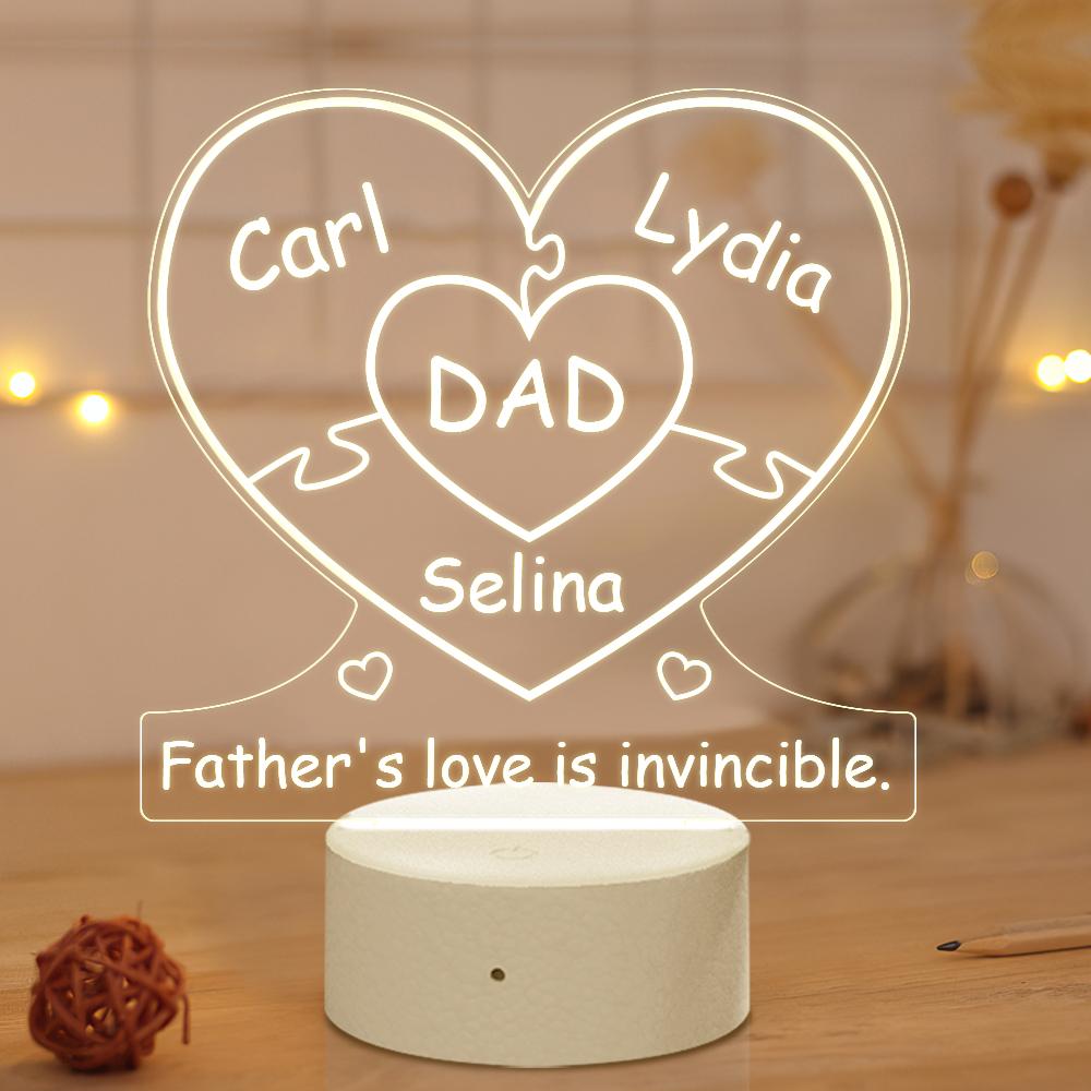 Custom Family Named Puzzle Lamp Gift for DAD Mom Personalised Night Light