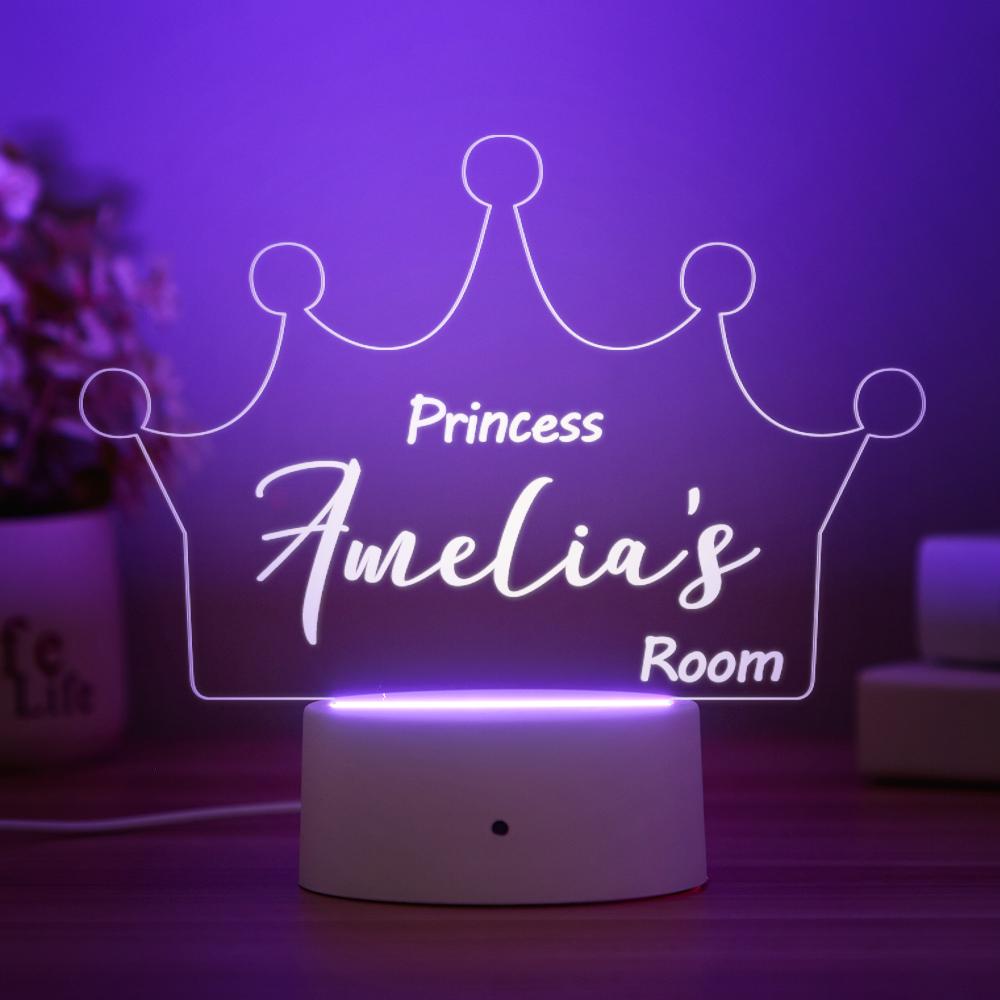 Personalised Crown Night Light Bedroom Decor Girls Room Kid's Bedroom Decor