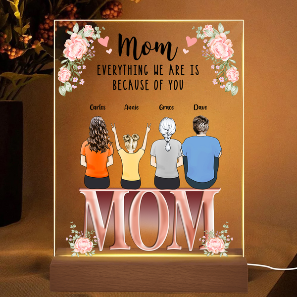 Gifts for Mom Personalized Acrylic Plaque Lamp Family Together
