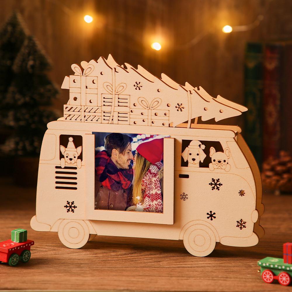 Custom Photo Frame Night Light with Christmas Wooden Commemorate Gifts