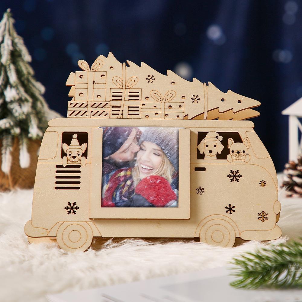 Custom Photo Frame Night Light with Christmas Wooden Commemorate Gifts