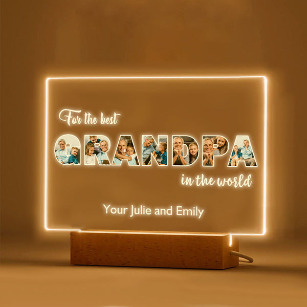 Custom Night Light Personalized Photo Acrylic Lamp Father's Day Gifts for Grandpa - photomoonlampau