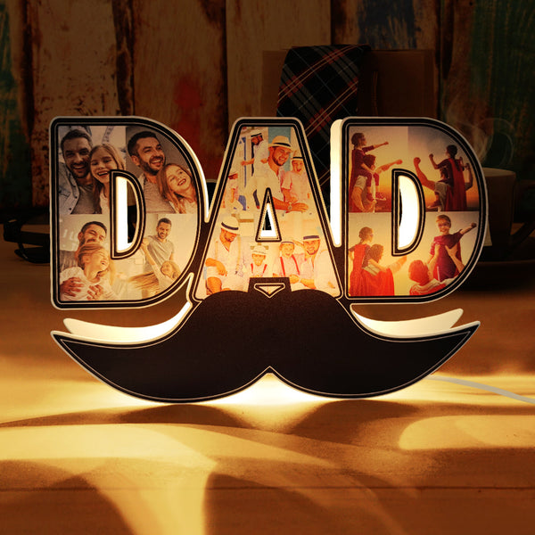 Custom Dad Light Personalized Photo Lamp Father's Day Gifts - photomoonlampau