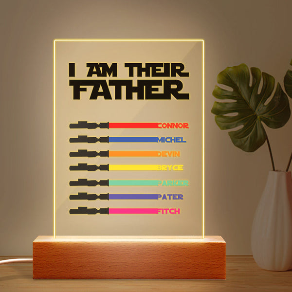 Personalized I Am Their Father Night Light Acrylic Light Saber Plaque Father's Day Gifts - photomoonlampau