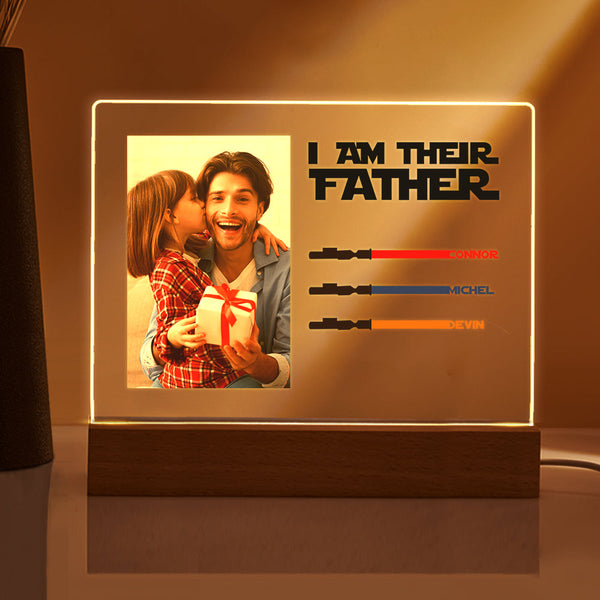 Personalized I Am Their Father Night Light Photo Acrylic Light Saber Plaque Father's Day Gifts - photomoonlampau