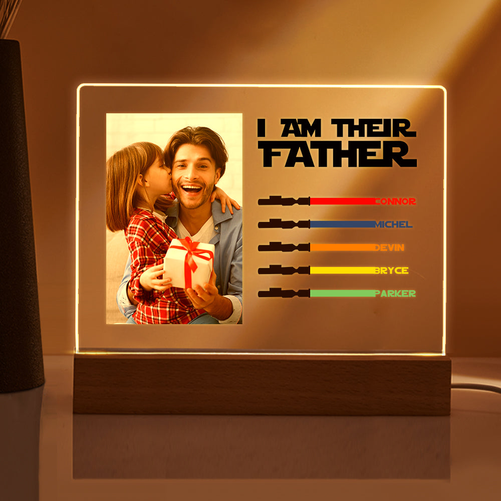 Personalized I Am Their Father Night Light Photo Acrylic Light Saber Plaque Father's Day Gifts