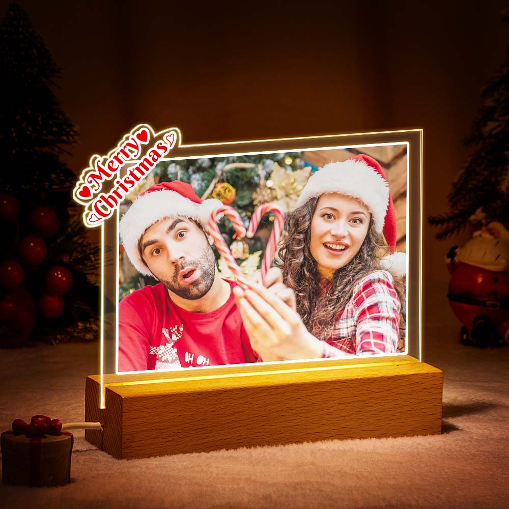 Custom Merry Chirstmas LED Photo Night Light For Couple Desk Top Decoration