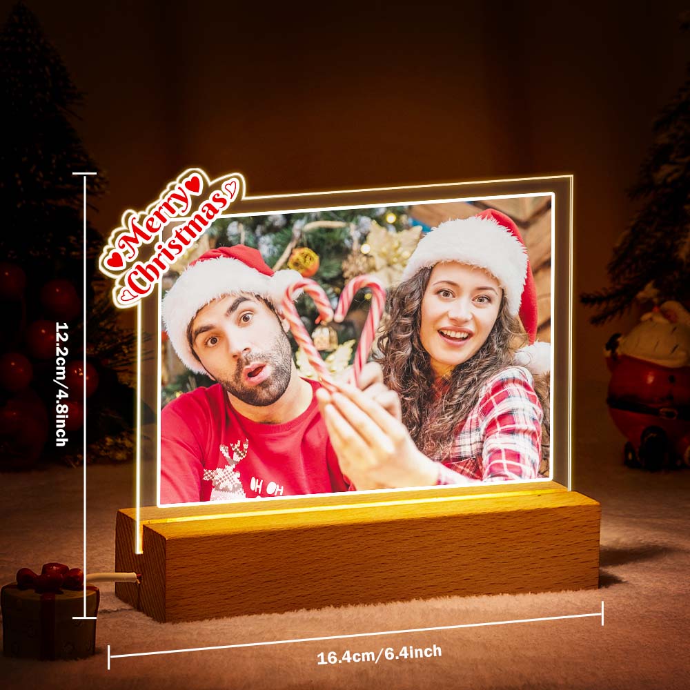 Custom Merry Chirstmas LED Photo Night Light For Couple Desk Top Decoration