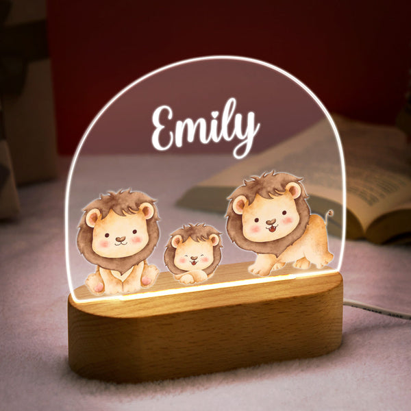 Personalized Name Cute Lion Night Light Custom Name Nursery Room Lamp Gift For Kids - photomoonlampau