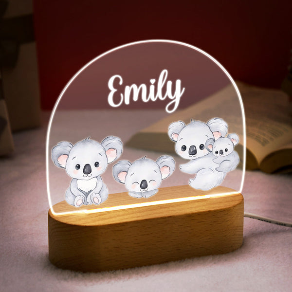 Personalized Name Baby Koala Night Light Custom Name Nursery Room Lamp Gift For Kids - photomoonlampau