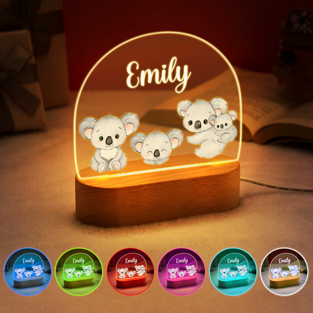 Personalized Name Baby Koala Night Light Custom Name Nursery Room Lamp Gift For Kids