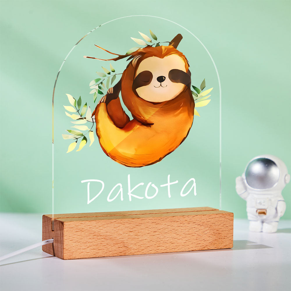 Custom Sloth Night Light With Personalized Name Best Idea For Kids