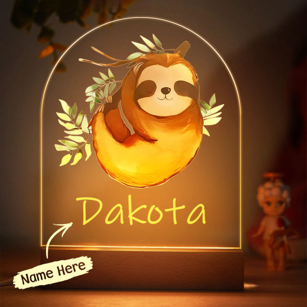 Custom Sloth Night Light With Personalized Name Best Idea For Kids