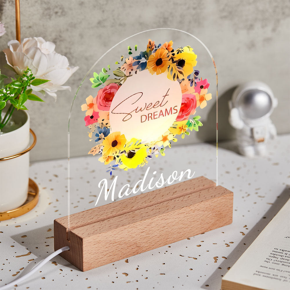 Personalized Bright Night Light With Sweet Dream Good Night