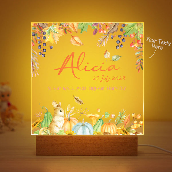 Flower And Rabbit Custom Name Nursery Room Lamp Kid Night Light Best Gift for Baby - photomoonlampau