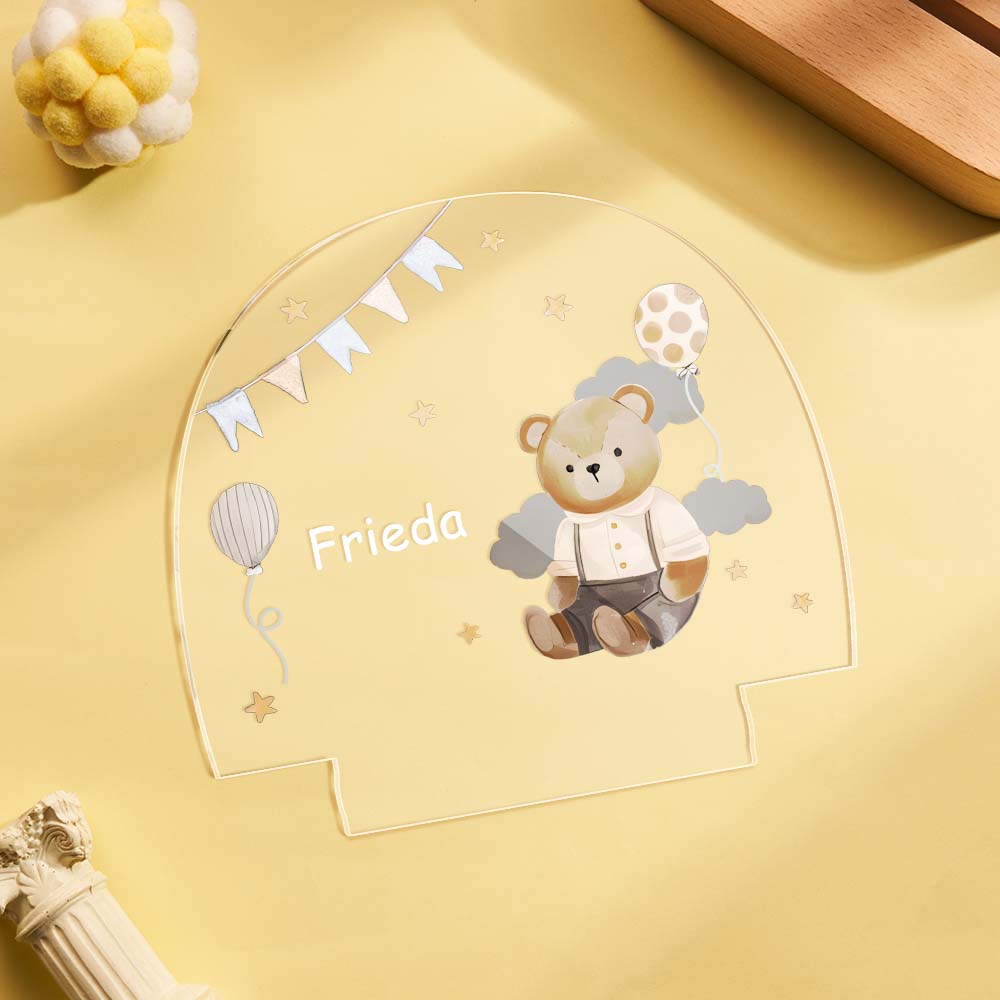 Personalized Cute Bear Night Light Custom Name Light Night Gift for Kids