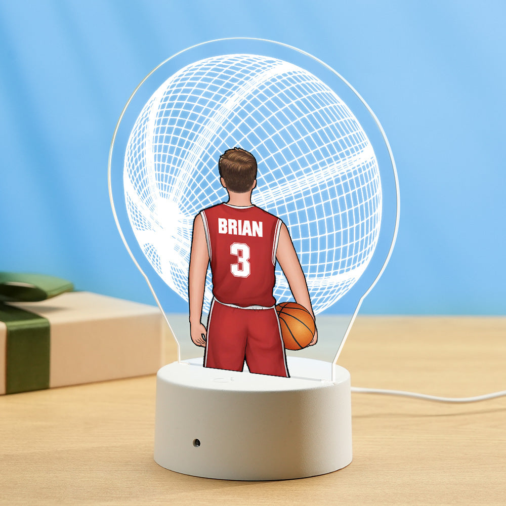 Custom Basketball Player Lamp Personalized Name And Number 3D LED Light Multi Color Base