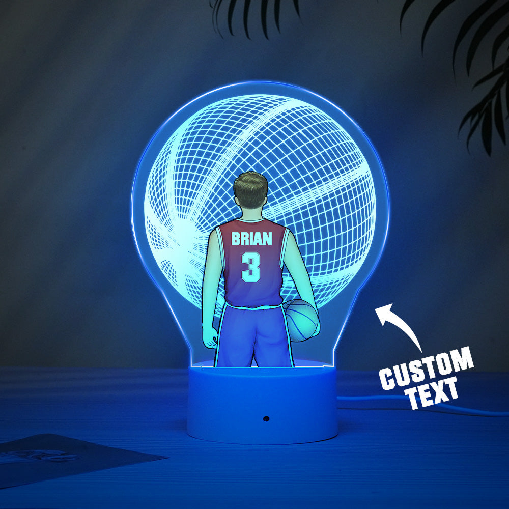 Custom Basketball Player Lamp Personalized Name And Number 3D LED Light Multi Color Base