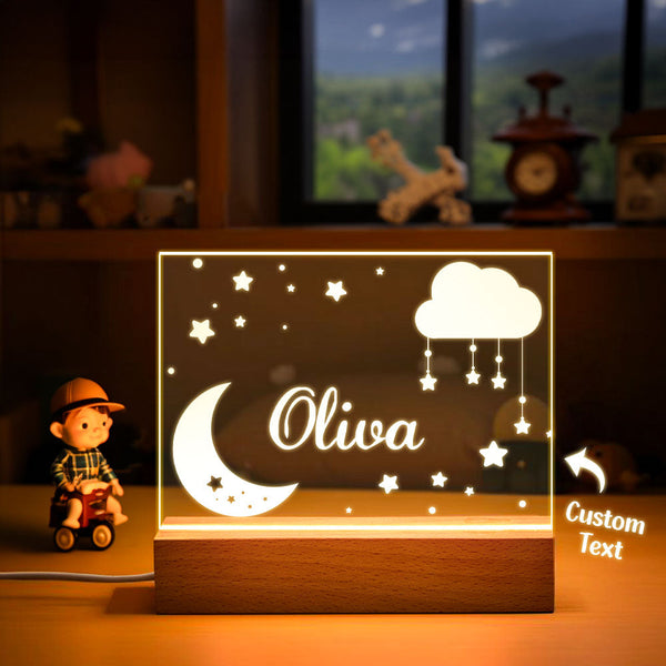 Custom Stars And Moon Name Lamp Personalized Cloud Night Light Nursery Room Gift for Kids