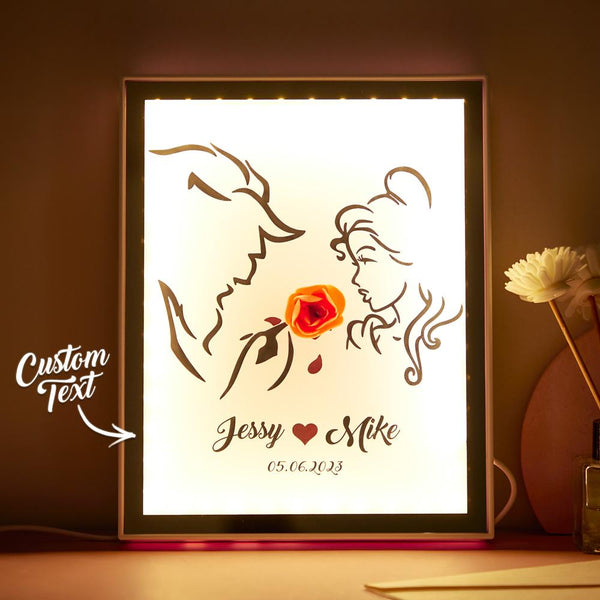 Custom Couple Photo Frame with Light Perfect Gift for Family Birthday Christmas Anniversary - photomoonlampau