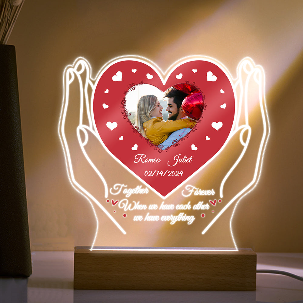 Personalized Acrylic Night Light Custom Photo Night Light Valentine's Day Gifts for Lovers