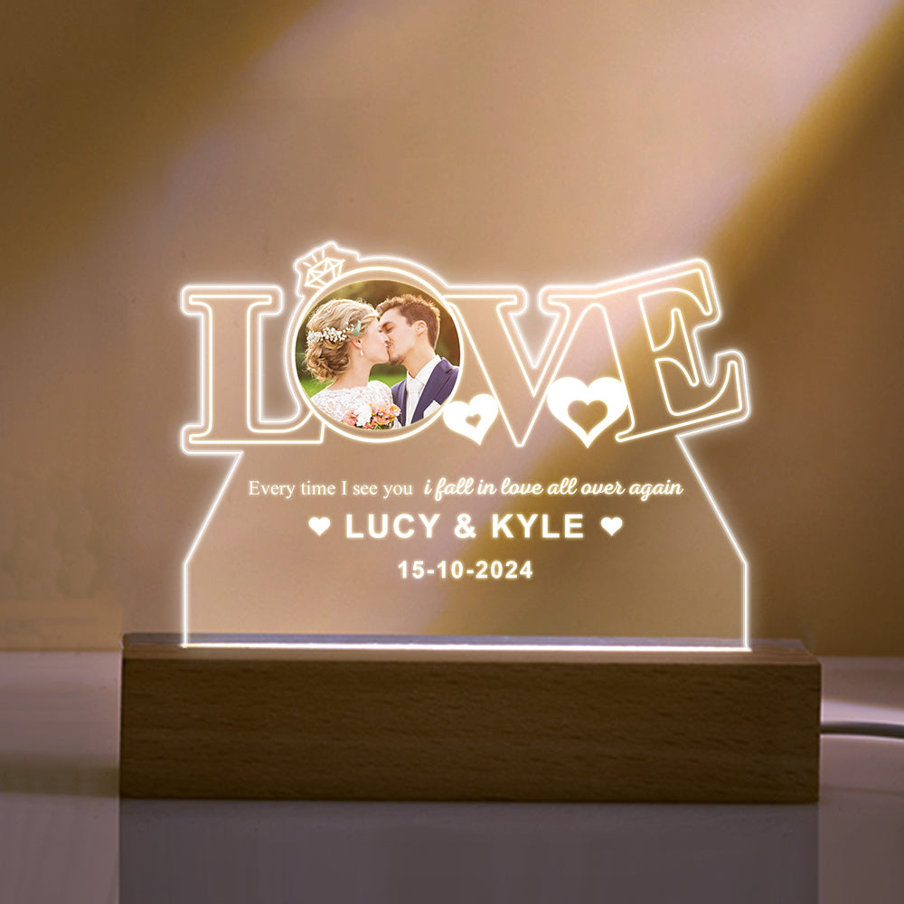 Personalized Acrylic Night Light Custom Photo Night Light Valentine's Day Romantic Gifts for Lover