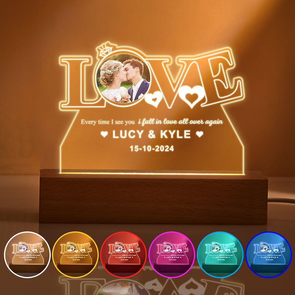 Personalized Acrylic Night Light Custom Photo Night Light Valentine's Day Romantic Gifts for Lover