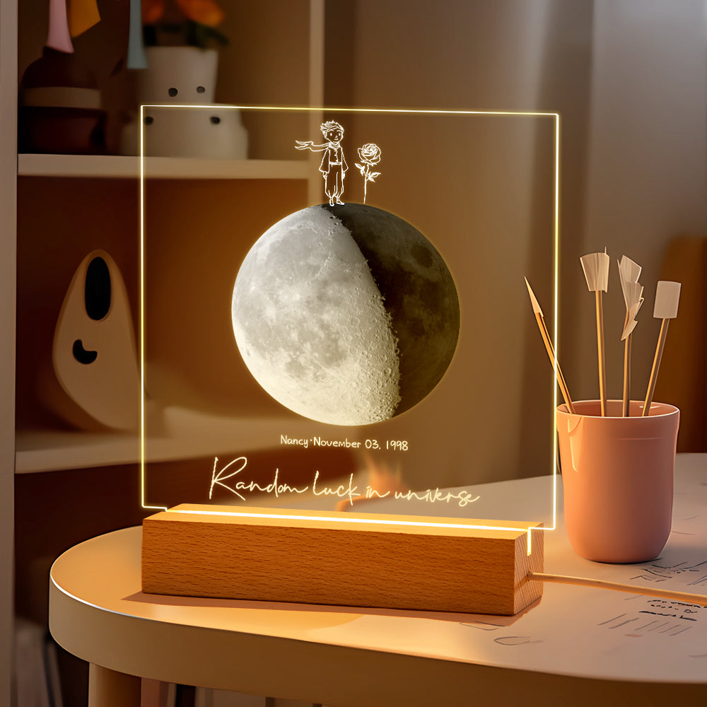 Custom Birth Moon Night Light Personalized Moon Phases LED Light for Birthday Anniversary Gifts