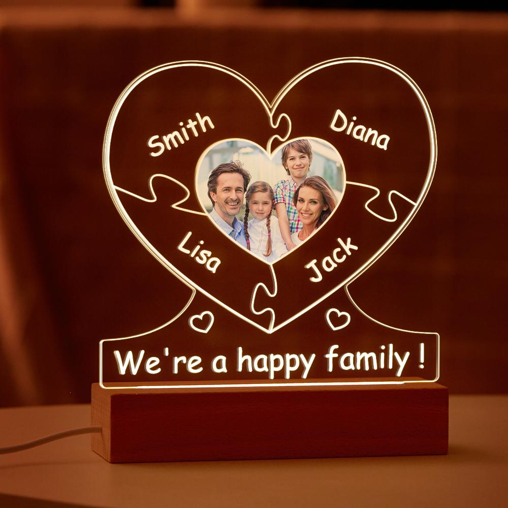 Custom Family Photo Light Named Puzzle Lamp Gifts for DAD Mom Personalised Night Light
